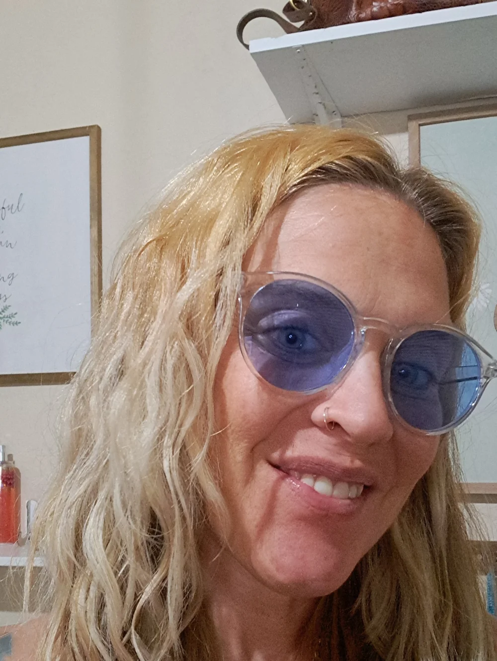 Blue-Tinted  Sunglasses - Clear Frame